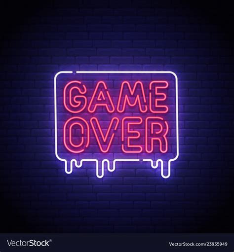 Game Popup Game Over Neon Sign Game Over Neon Vector Image