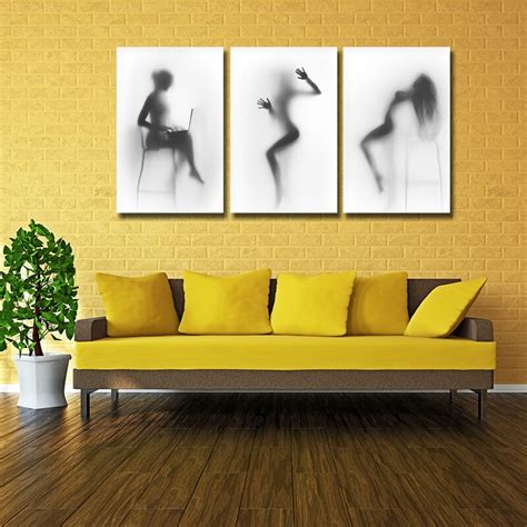 Black And White Sexy Nude Art Canvas Print Shower Scene Wall Art Free Shipping