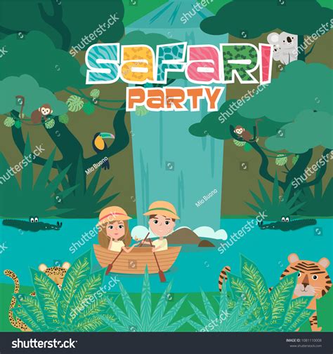 Safari Party Poster Wild Animal Kids Stock Vector Royalty Free
