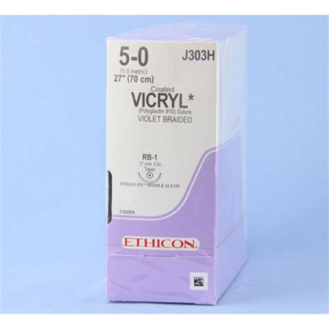 Jj J303h Suture Ethicon Vicryl 17mm 50 Rb1 12 Circle Taper Point