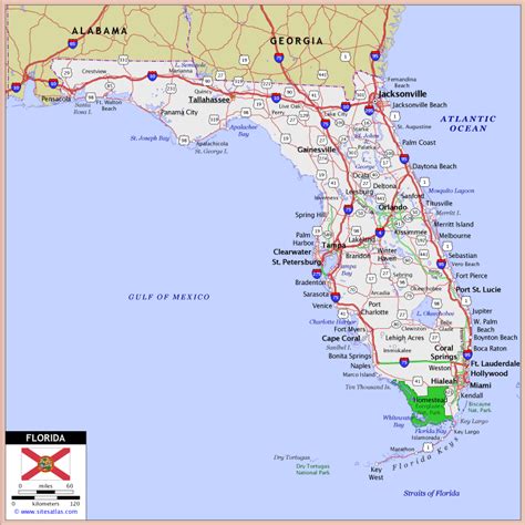 Large Detailed Roads And Highways Map Of Florida State With All Cities