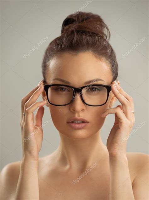 Portrait Of Hot Sexy Naked Woman Wearing Glasses Stock Photo By Hasloo