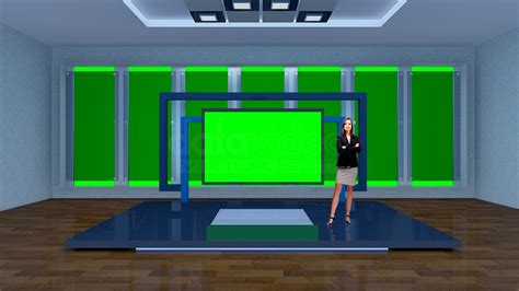 News 044 Tv Studio Set Virtual Green Screen Background Psd Datavideo