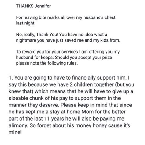 Wife Sends Her Husbands Mistress A Brilliant Thank You Letter Za