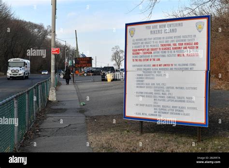 A View Of The Sign To The Entrance Of Rikers Island Prison Complex