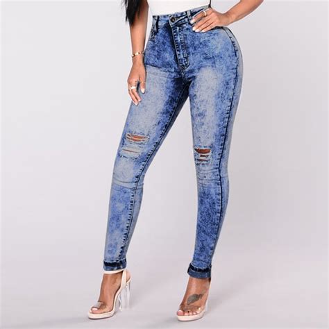 2018 Women Fashion Casual Jeans Ladies High Waist Slim Skinny Tight