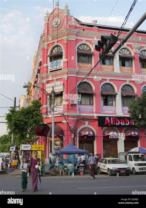 Myanmar Yangon Street Scene Stock Photo Alamy