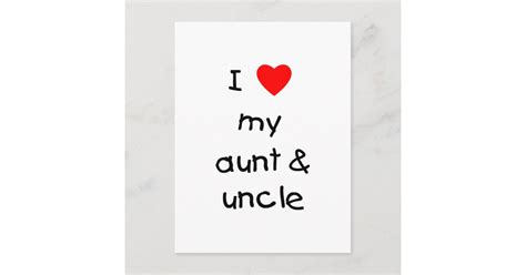 I Love My Aunt And Uncle Postcard Zazzle