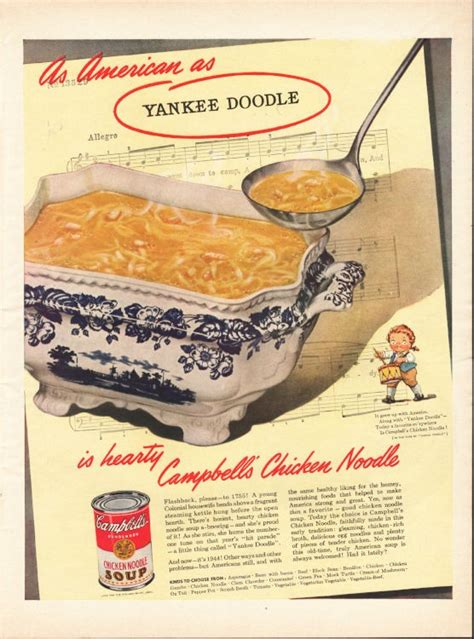 1944 Campbells Chicken Noodle Soup Vintage Ad Yankee Doodle