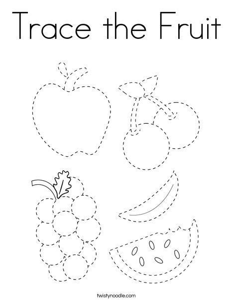 Trace The Fruit Coloring Page Twisty Noodle Kids Worksheets