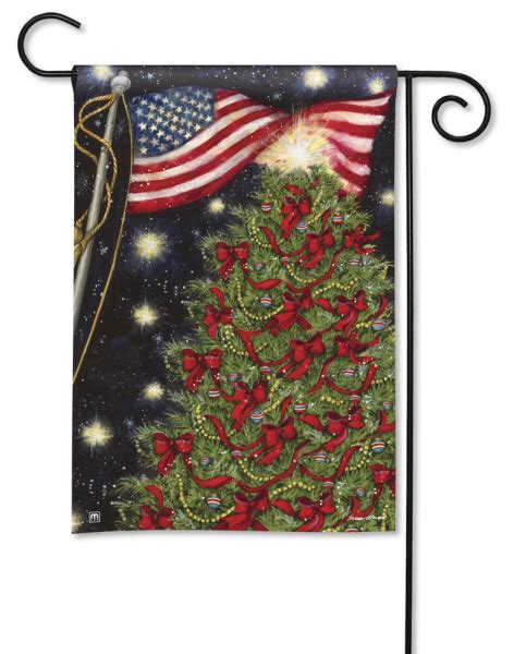 Patriotic Christmas Tree And Flag Winter Holiday Garden Flag