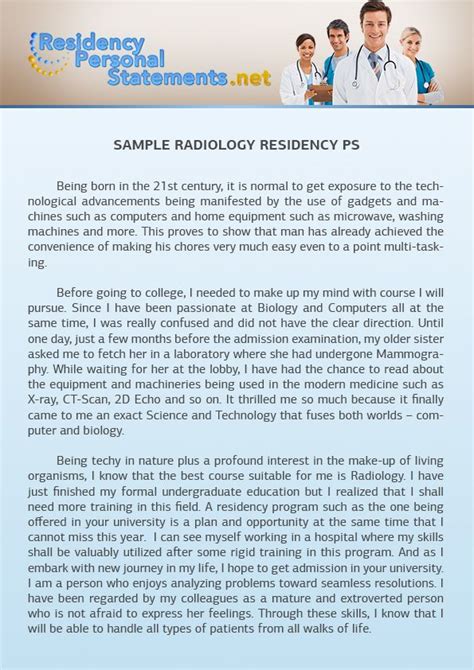 Radiology Residency Personal Statement Sample