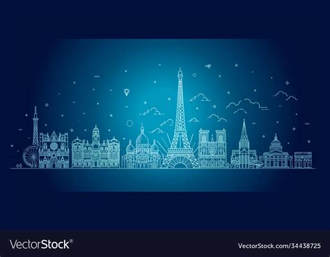 France Skyline With Panorama Royalty Free Vector Image