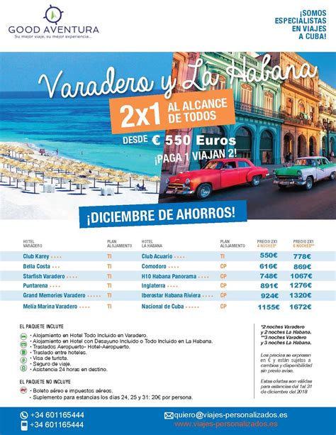 Oferta 2x1 Cuba Habana Varadero Viajes Personalizados