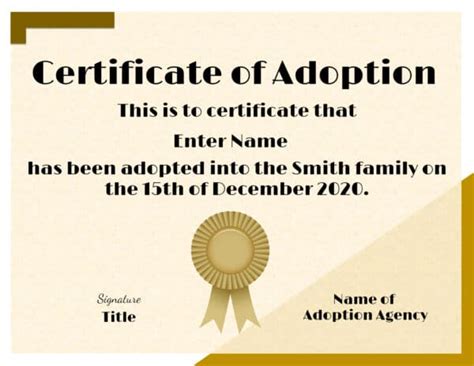 Free Adoption Certificate Template Customize Online