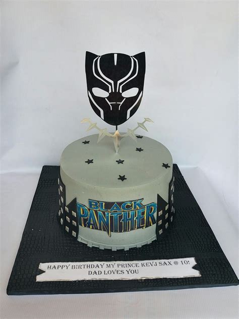 Editable blue black panther party supplies kit 4, superhero party kit. Black Panther cake by Diya's Treats | Happy birthday black ...