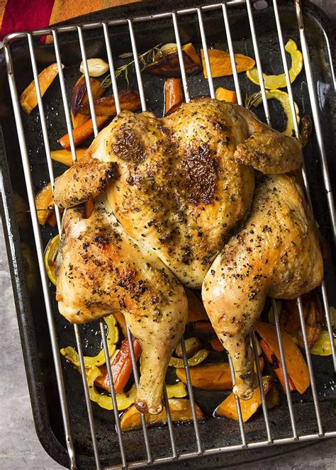 Roasted Spatchcocked Chicken With Root Vegetables Recipe Spatchcock Chicken Whole Roasted