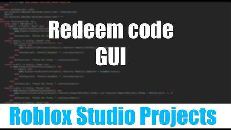 Roblox Studio Projects Redeem Code Gui Youtube