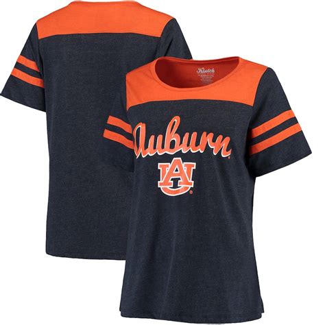 Auburn Tigers Womens Navy Plus Size Sleeve Stripe Football T Shirt