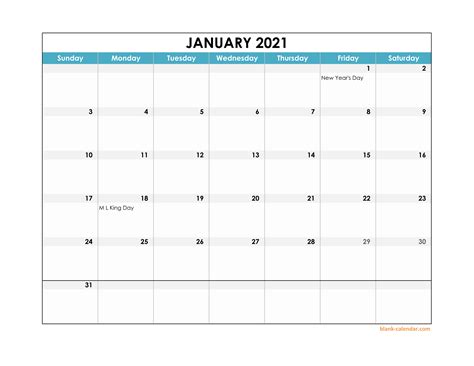 2021 Excel Calendar With Holidays Calendar 2021