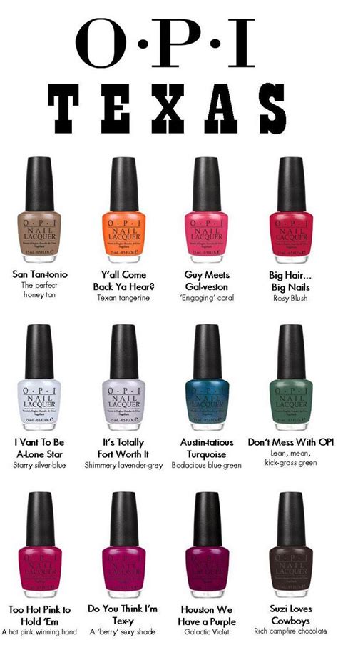 Color Chart Opi Nail Polish Colors