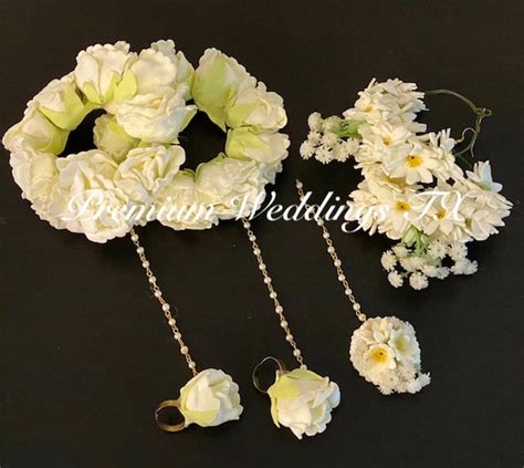 Gajra White Flower Gajra Set Boho Jewelry Wedding Pithi Bangle