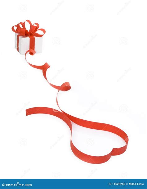 Present Box With Red Ribbon Stock Image Image Of Greeting Decoration