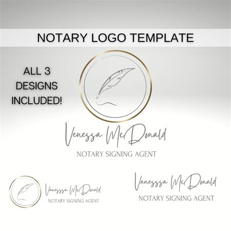 Notary Public Logo Template Gold Logo For Notary Signing Etsy
