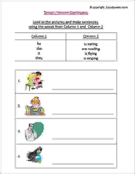 Present Continuous Worksheet Easy