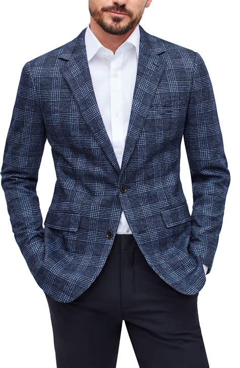 Bonobos Plaid Slim Fit Wool And Cotton Knit Sport Coat In Blue For Men Lyst