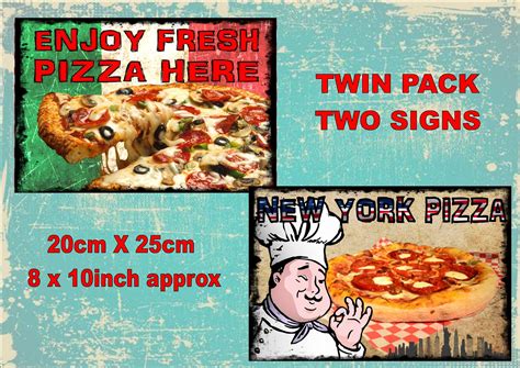 Vintage Pizza Cafe Signs Reproduction Modern Print To Look Retro Twin