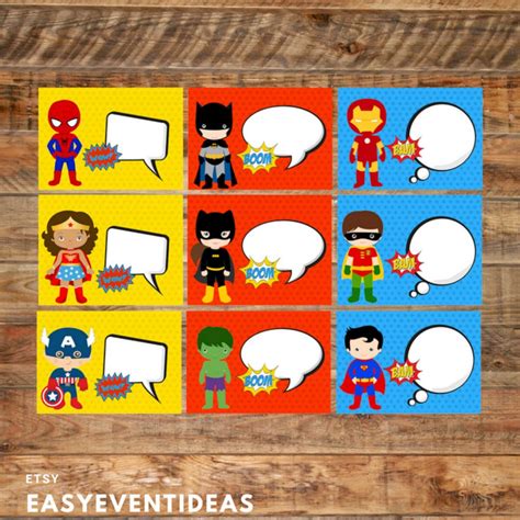 Superhero Themed Food Labels Printable Table Tents Write Yourself Or