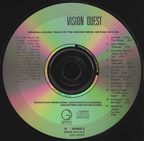 Tapios Ronnie James Dio Pages Vision Quest Soundtrack Cd Discography