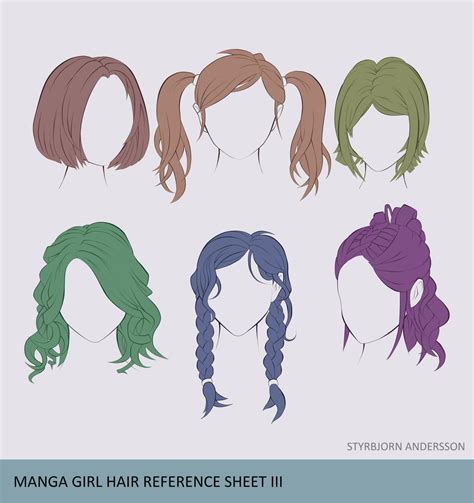 Manga Girl Hair Reference Sheet Ii 20130113 By Styrbjornandersson On