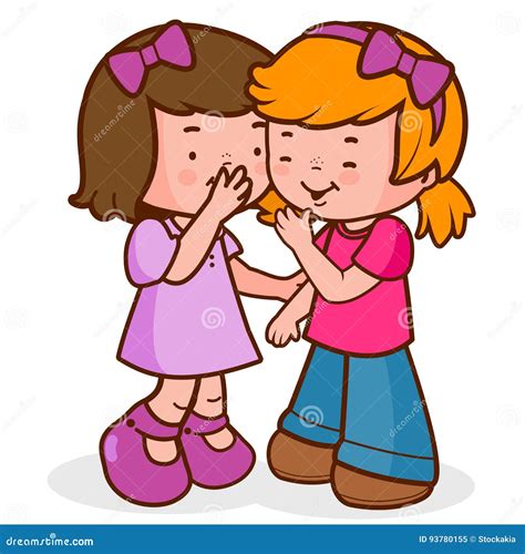 Girls Whispering Telling Secrets And Laughing Vector Illustration