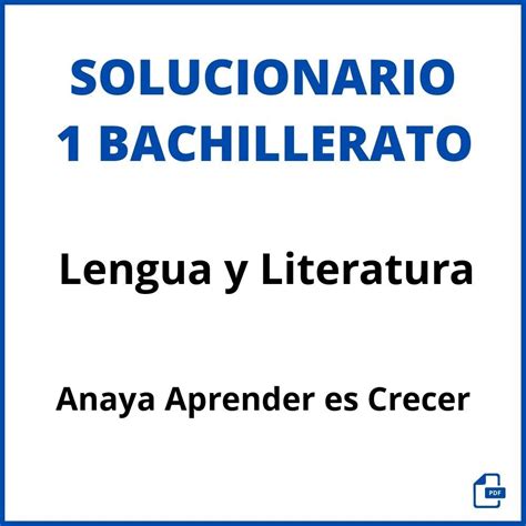 Solucionario Lengua Y Literatura Bachillerato Anaya Aprender Es