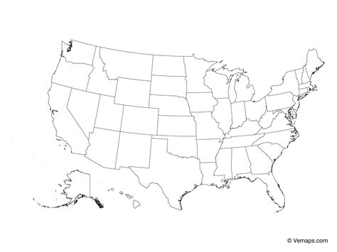 Outline Map Of The United States With States Free Vector Maps