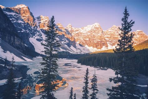Frozen Moraine Lake In Canada Stock Photo Image Of Canada Park