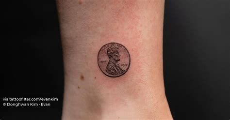 Penny Tattoo On The Ankle Micro Realistic Style