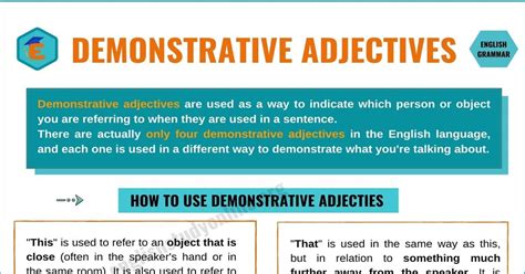 Demonstrative Adjectives Definition Types And Remarkable Examples