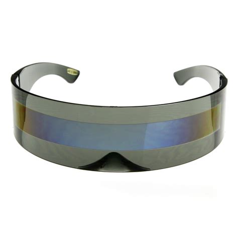 Futuristic Retro Mirror Wrap Around Shield Sunglasses Zerouv