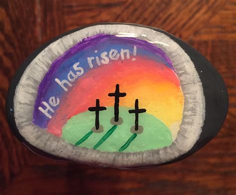 Easter He Has Risen Painted Rock Rock Painting Patterns Rock