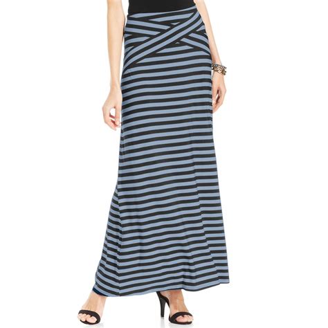 Eci Striped Maxi Skirt In Blue Blackblue Chambray Lyst
