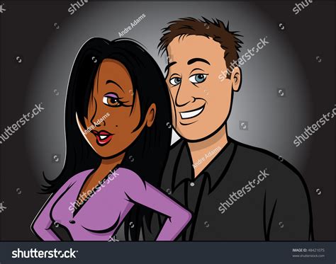 Cartoon Vector Illustration Interracial Couple 48421075 Shutterstock