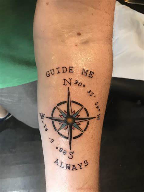 1st tattoo. Grandmother tribute compass rose by Hank at Only You Tattoo