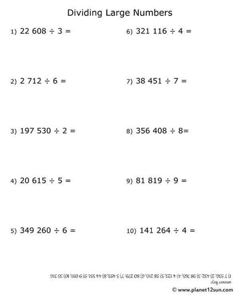 Dividing Smaller Numbers By Large Numbers Worksheets