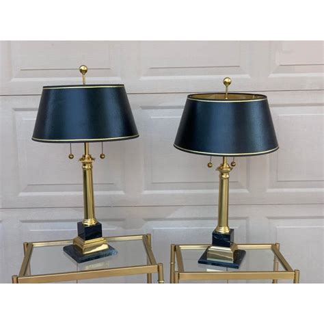1980s Hollywood Regency Style Brass And Marble Table Lamps A Pair