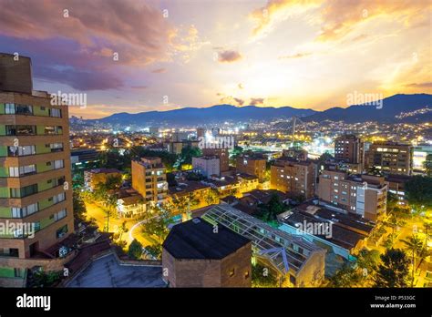 Sunset In Envigado Near Medellin Colombia Stock Photo Alamy