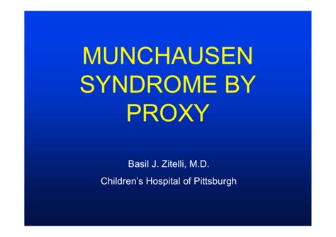 Munchausen Syndrome By Syndrome By Proxy
