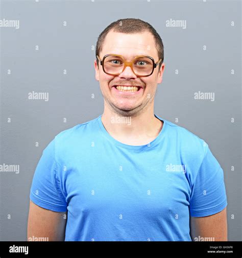 Portrait Of A Geek Looking Guy With Huge Glasses Stock Photo Alamy